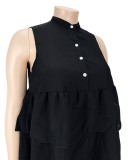 Plus Size Black Sleeveless Layered Dress