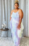 Plus Size Tie Dye Loose Sexy Maxi Dress