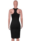 Black Sexy Skinny Sleeveless Midi Dress