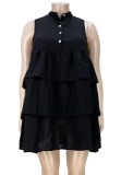 Plus Size Black Sleeveless Layered Dress