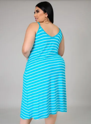 Plus Size Stripes Sexy Cami Dress