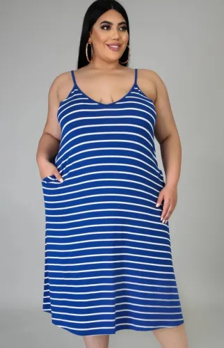 Plus Size Stripes Sexy Cami Dress