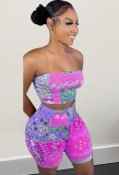 Paisley Print Sexy Cropped Cami Top and Shorts Two Pieces