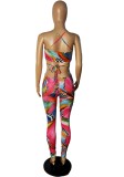 Sexy Mixed Print Cut Out Halter Bodycon Jumpsuit
