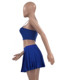Blue Cami Top and Pleated Skirt Set