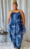 Plus Size Tie Dye Loose Sexy Maxi Dress