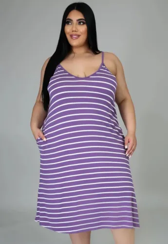 Plus Size Stripes Sexy Cami Dress