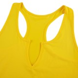 Yellow Sexy Skinny Sleeveless Midi Dress