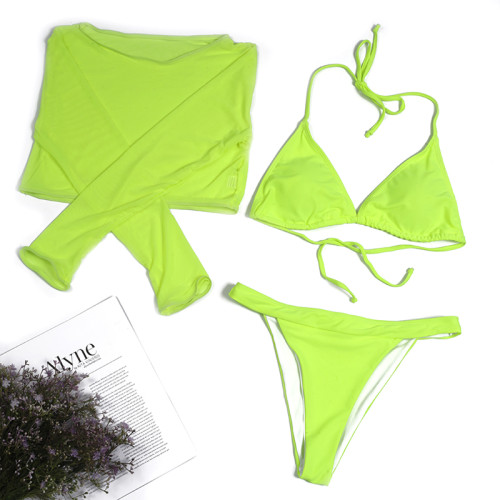 3PACK Green Bikini Set with Matching Cover Up