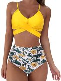 Print Wrapped High Waisted Bikini Set