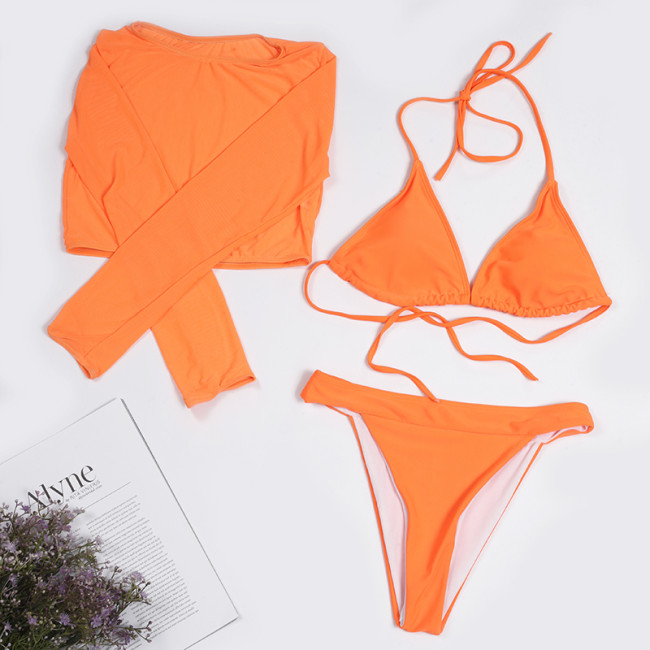 3PACK Orange Bikini Set with Matching Cover Up
