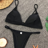 Black Sexy Solid Brazilian Bikini Set