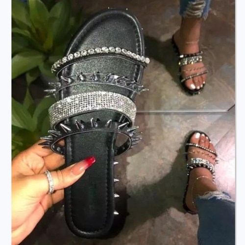 Trendy Rhinestone Studded Slippers for Women