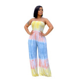 Tie Dye Sexy Strapless Wide Leg Jumpsuit