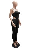 Black See Through Mesh Patchwork Sexy Bodysuit and Pants 2PCS