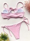 Pink Tie Sides Thong Two Piece Swimwear