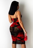 Sexy Bodycon Print Cami Midi Dress