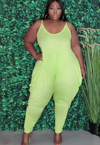 Plus Size Sexy Green Cami Harem Jumpsuit