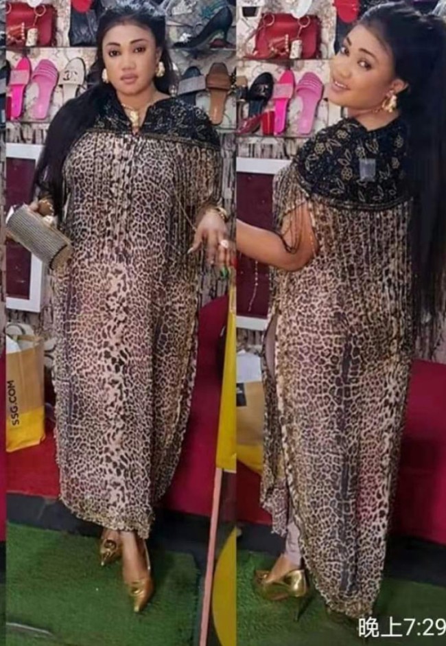 Plus Size Side Slit Leopard Loose Long Dress