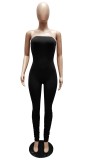 Black Bodycon Strapless Sexy Stack Jumpsuit