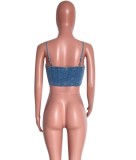 Blue Denim Cami Crop Top
