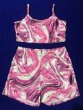 Sexy Cami Crop Top and Shorts Colorful Two Pieces