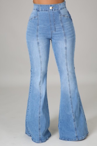 Blue High Waist Flare Jeans