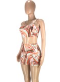 Sexy Cami Crop Top and Shorts Colorful Two Pieces