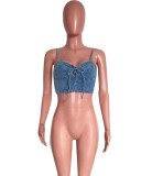 Blue Denim Cami Crop Top
