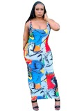 Plus Size All Over Print Sleeveless Maxi Dress