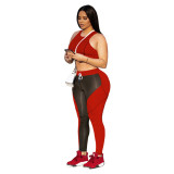 Colorblock Silver Tank Top and Pants Yoga Sports Suits