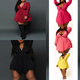 Hot Pink Sexy Turndown Collar Irregular A Line Plus Size Dresses