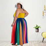 Plus Size Irregular Colorful Cami Long A Line Dress