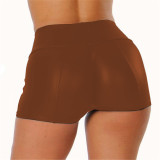 S-5XL Black PU Leather High Waist Tight Shorts