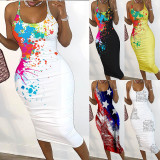 Plus Size Letter Print Cami Bodycon Dress