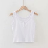 Solid White Ribbed Tank Top