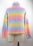 Turtleneck Long Sleeve Colorful Pullover Sweater