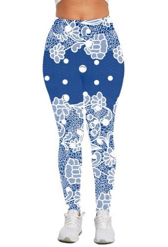 Floral Print Textured Tight Yoga Pants