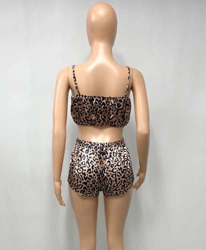 Leopard Print Cami Top and Shorts Lounge Set