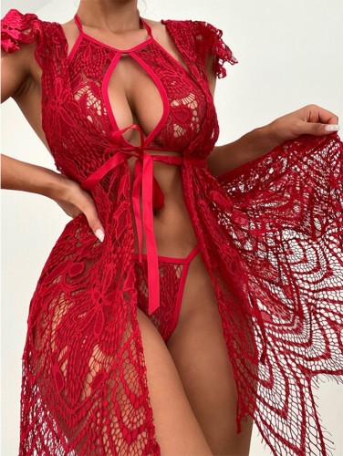 Red Lace Sexy 3Pack Lingerie Set