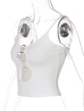 White O-Rings Sexy Hollow Out Cami Top