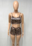 Leopard Print Cami Top and Shorts Lounge Set