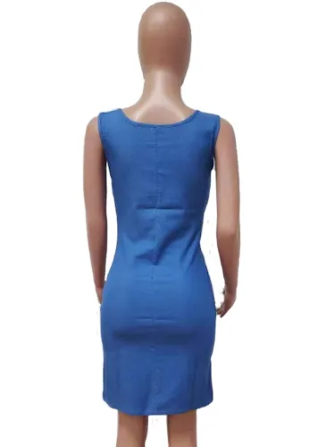 Sexy Dark Blue Bodycon Tank Dress