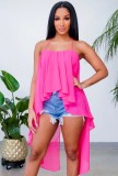 High Low Hot Pink Casual Cami Tops