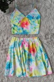 Tie Dye Cami Crop Top and Shorts Set