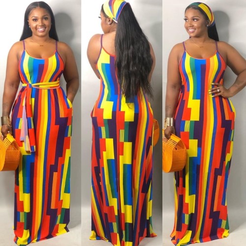 Print Multi Color Loose Cami Maxi Dress