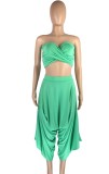 Party Green Crop Top and Hippie Pants Two Piece Set