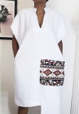Casual White Irregular Print Dress