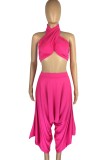 Party Pink Crop Top and Hippie Pants Two Piece Set
