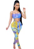 Tie Dye Sexy Cut Out Cami Ruched Bodycon Jumpsuit